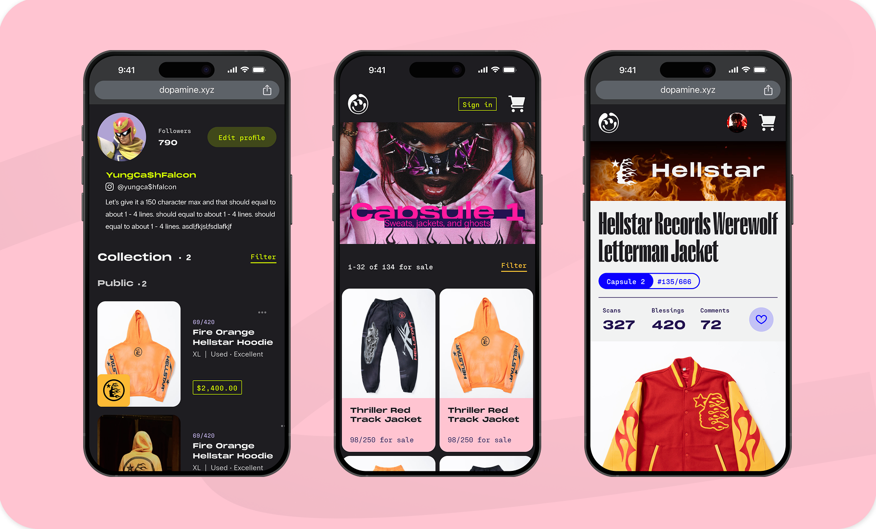 Dopamine marketplace screens on phones