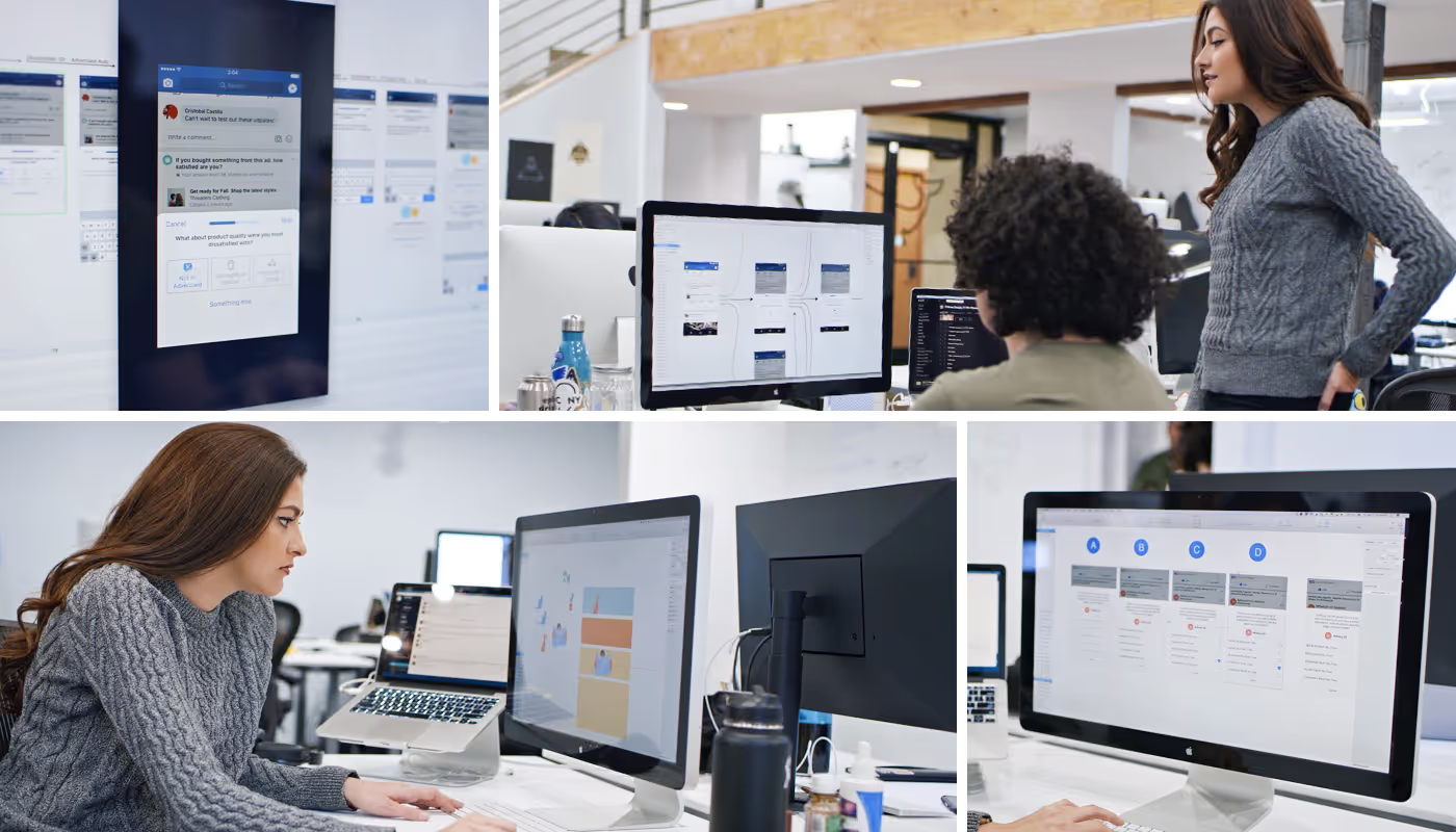 Facebook survey and advertiser feedback screens